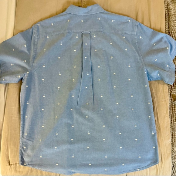 Joe Fresh Palm Tree Shirt XL – Blue Short Sleeve Button Down Summer Casual - Picture 4 of 6